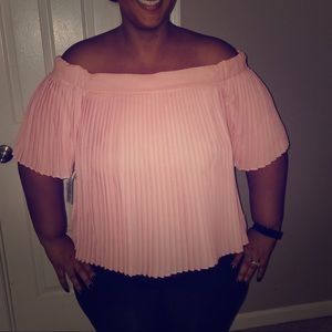 Off the shoulder coral top